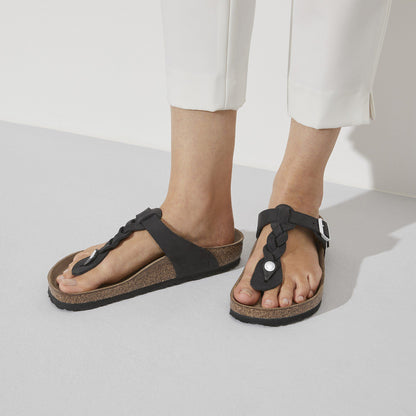 Gizeh Braided Oiled Leather in Color Black | Birkenstock
