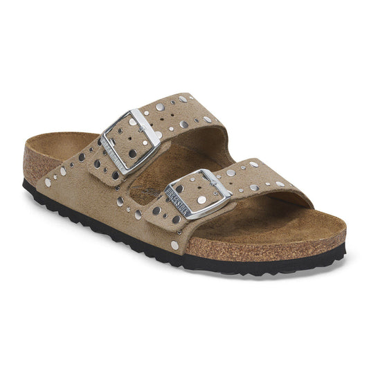 Arizona Rivets Suede Leather in Color Taupe | Birkenstock