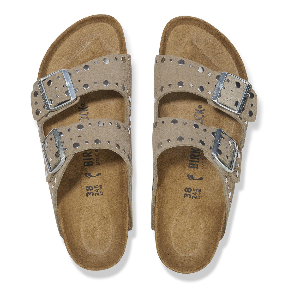 Arizona Rivets Suede Leather in Color Taupe | Birkenstock