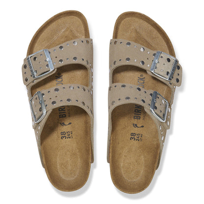 Arizona Rivets Suede Leather in Color Taupe | Birkenstock