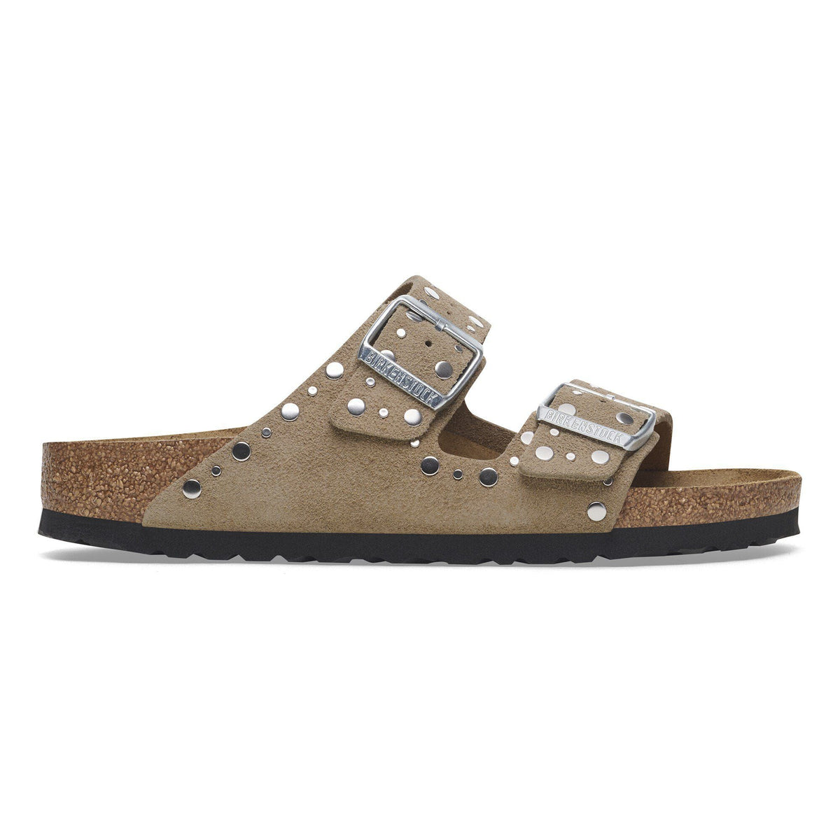 Arizona Rivets Suede Leather in Color Taupe | Birkenstock