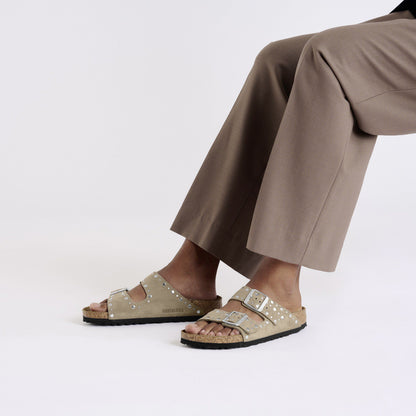 Arizona Rivets Suede Leather in Color Taupe | Birkenstock
