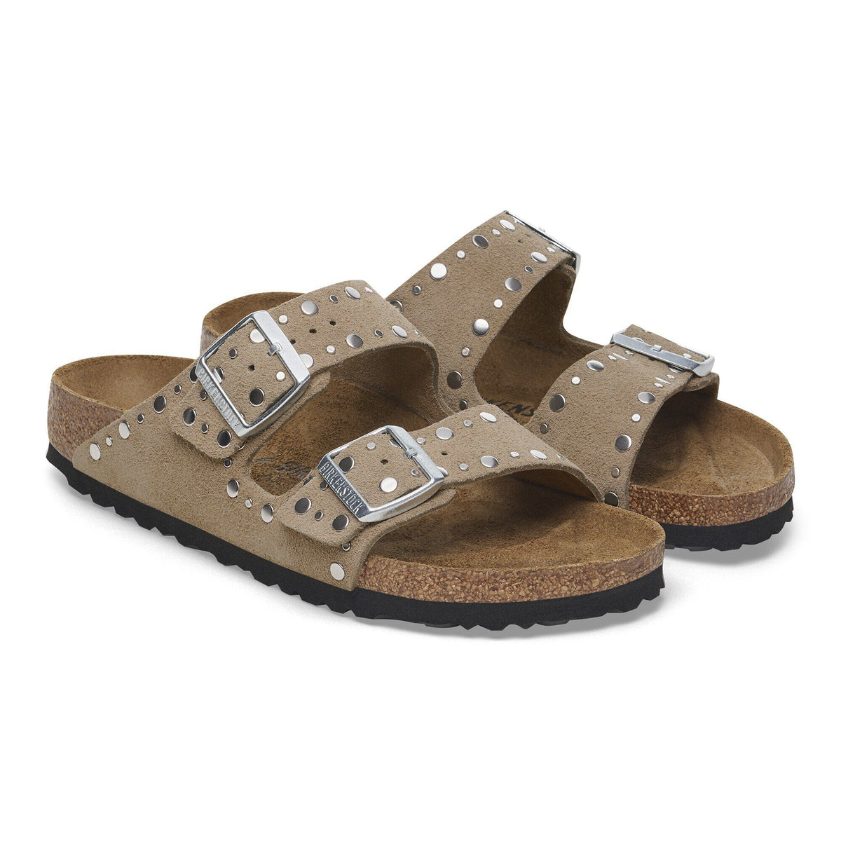 Arizona Rivets Suede Leather in Color Taupe | Birkenstock