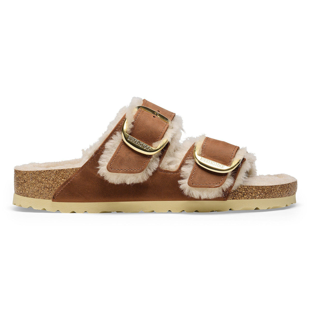 Arizona Big Buckle Shearling Oiled Leather in Color Cognac | Birkenstock