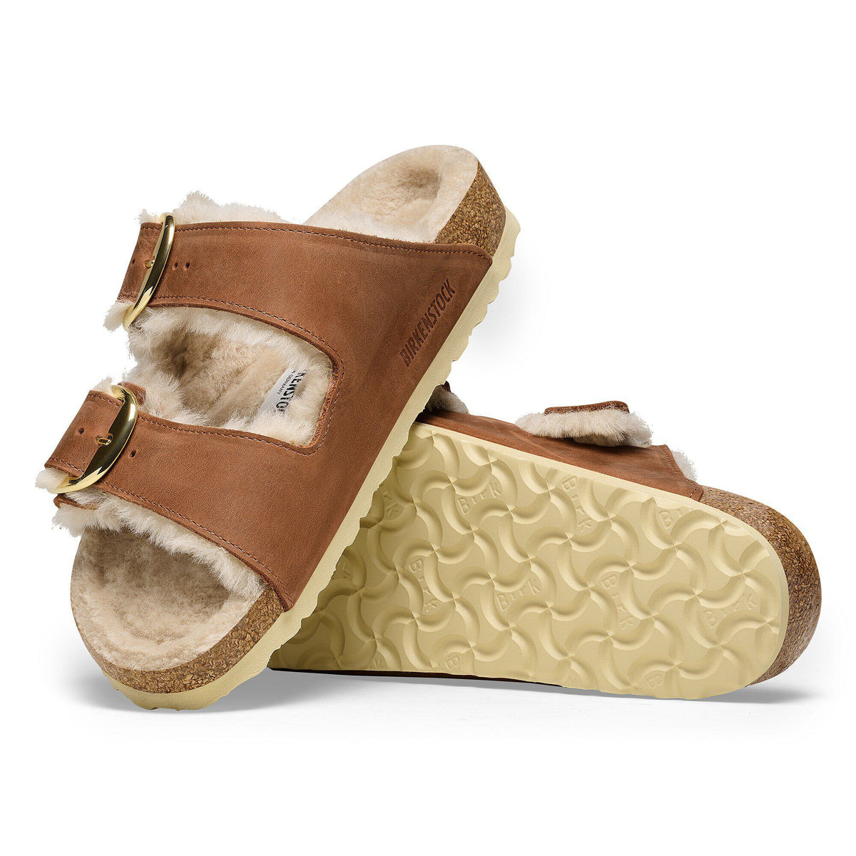 Arizona Big Buckle Shearling Oiled Leather in Color Cognac | Birkenstock