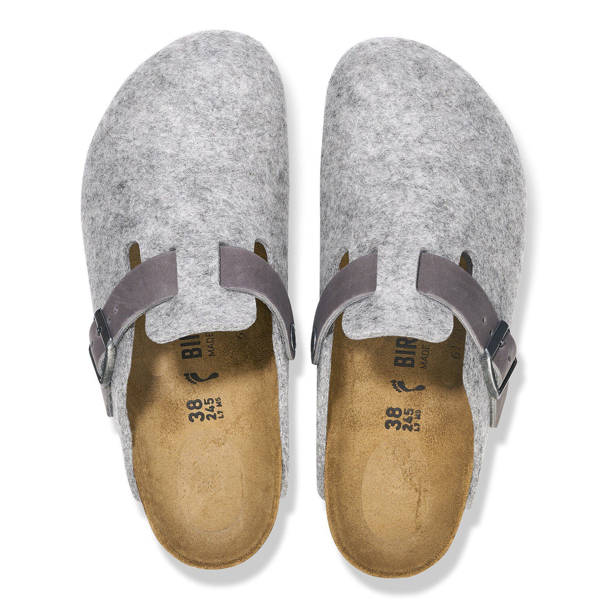 Boston Natural Leather-Felt in Color Light Gray | Birkenstock