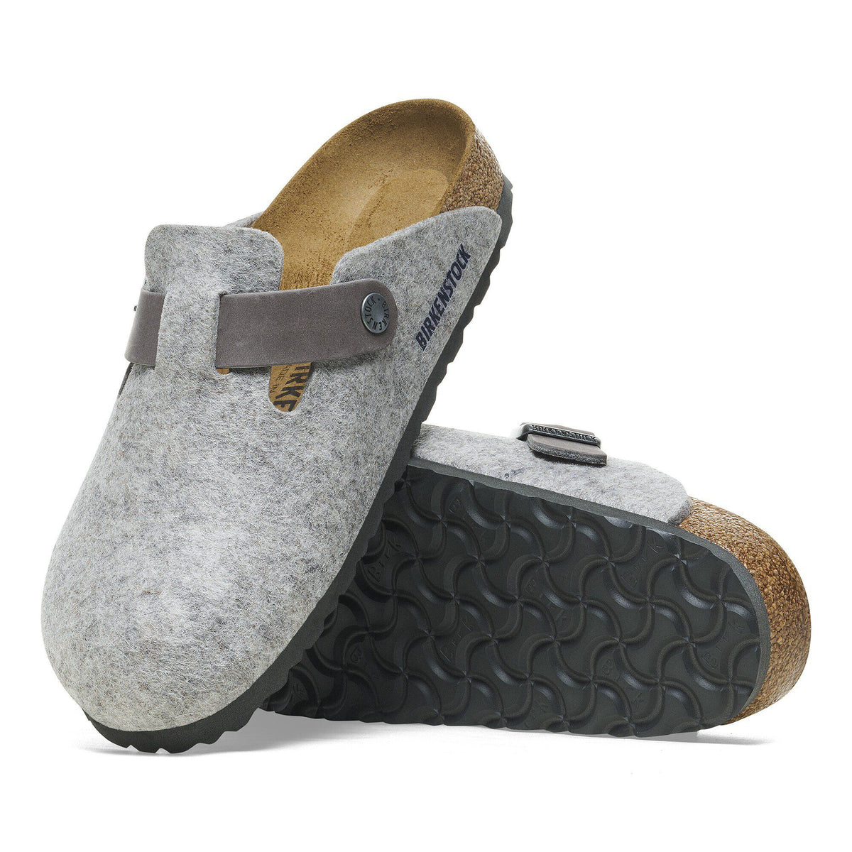 Boston Natural Leather-Felt in Color Light Gray | Birkenstock