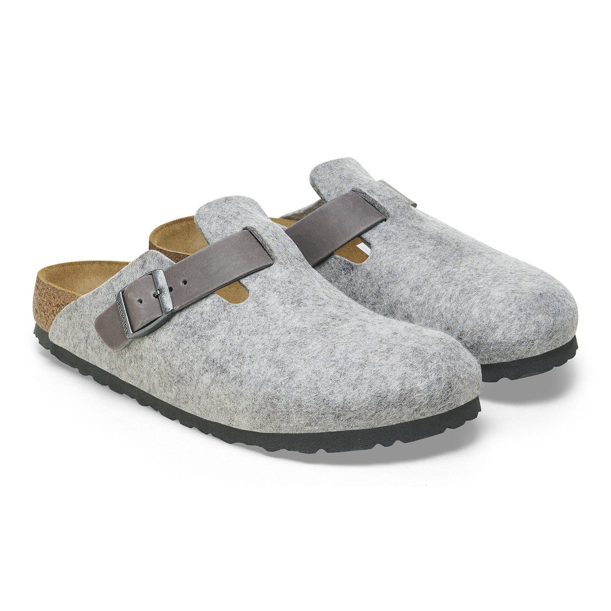 Boston Natural Leather-Felt in Color Light Gray | Birkenstock