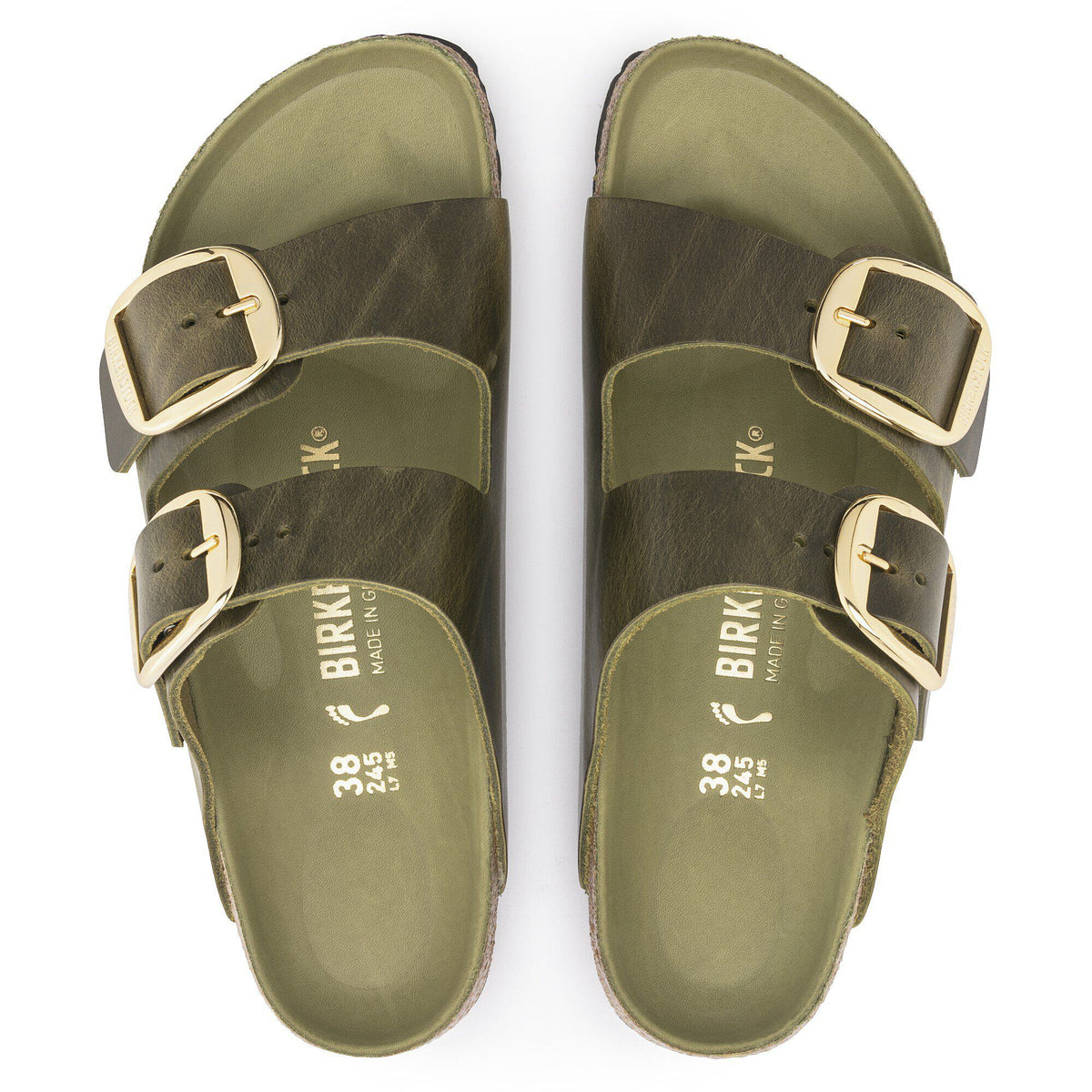 Arizona Big Buckle Oiled Leather in Color Olive Green | Birkenstock