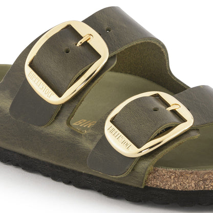 Arizona Big Buckle Oiled Leather in Color Olive Green | Birkenstock