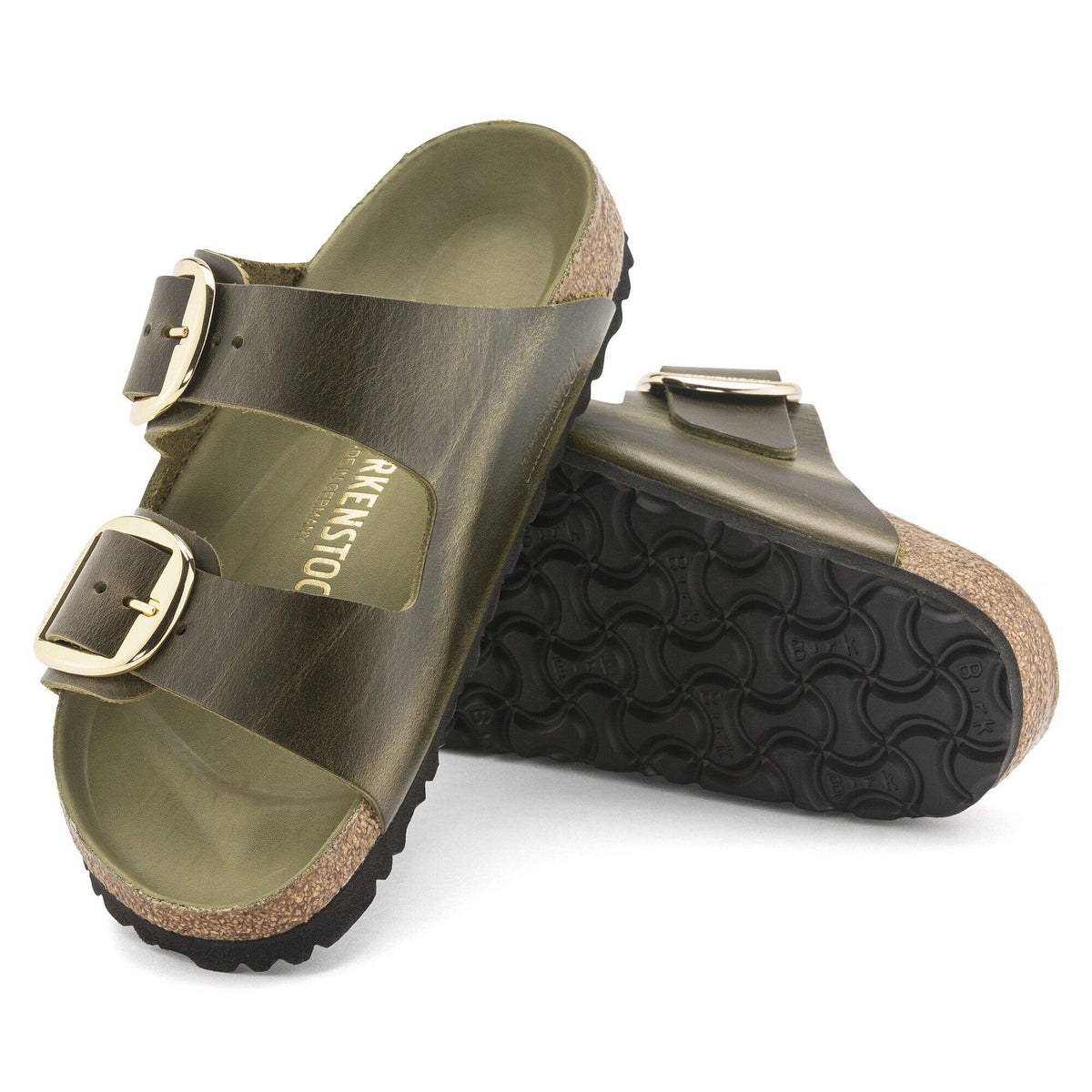 Arizona Big Buckle Oiled Leather in Color Olive Green | Birkenstock