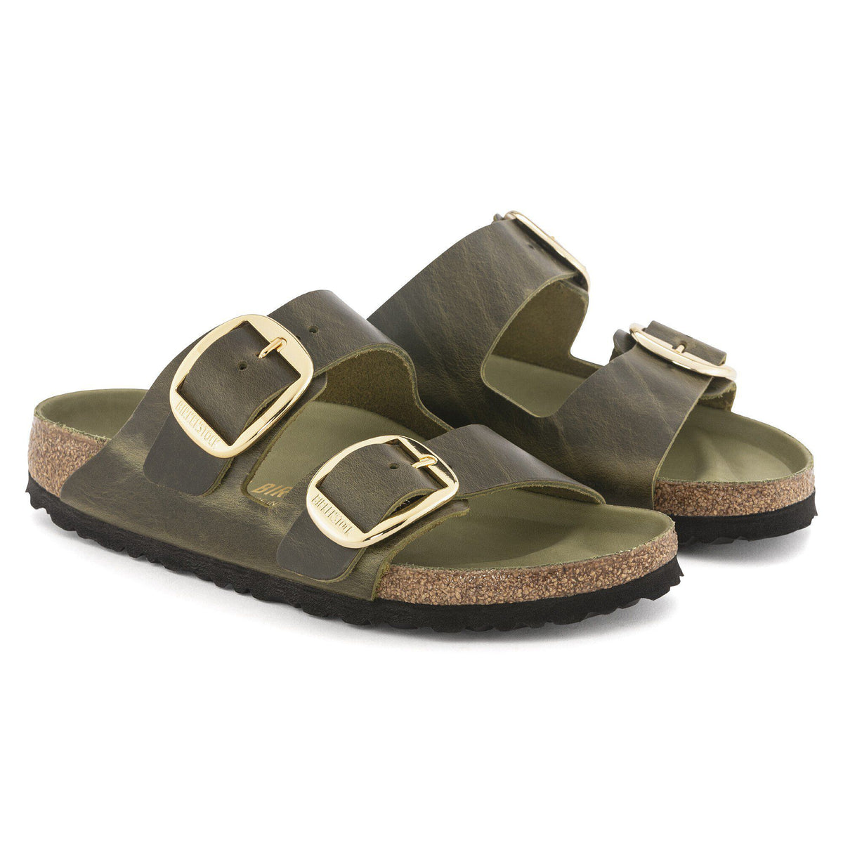 Arizona Big Buckle Oiled Leather in Color Olive Green | Birkenstock