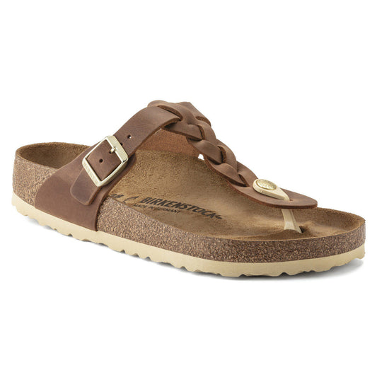 Gizeh Braided Oiled Leather in Color Cognac | Birkenstock