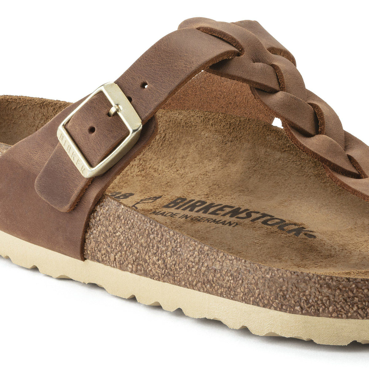 Gizeh Braided Oiled Leather in Color Cognac | Birkenstock