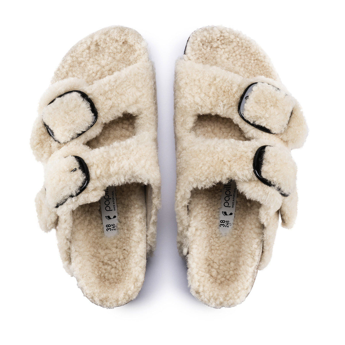 Arizona Big Buckle Shearling Shearling in Color Teddy Eggshell | Birkenstock