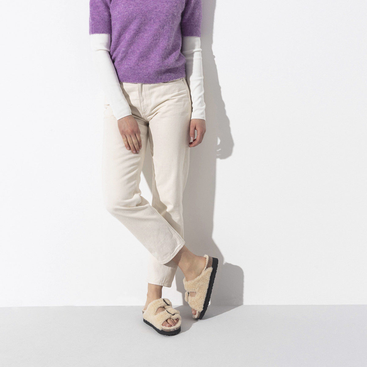 Arizona Big Buckle Shearling Shearling in Color Teddy Eggshell | Birkenstock