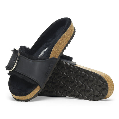 Madrid Big Buckle Shearling Oiled Leather in Color Black | Birkenstock