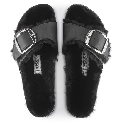 Madrid Big Buckle Shearling Oiled Leather in Color Black | Birkenstock