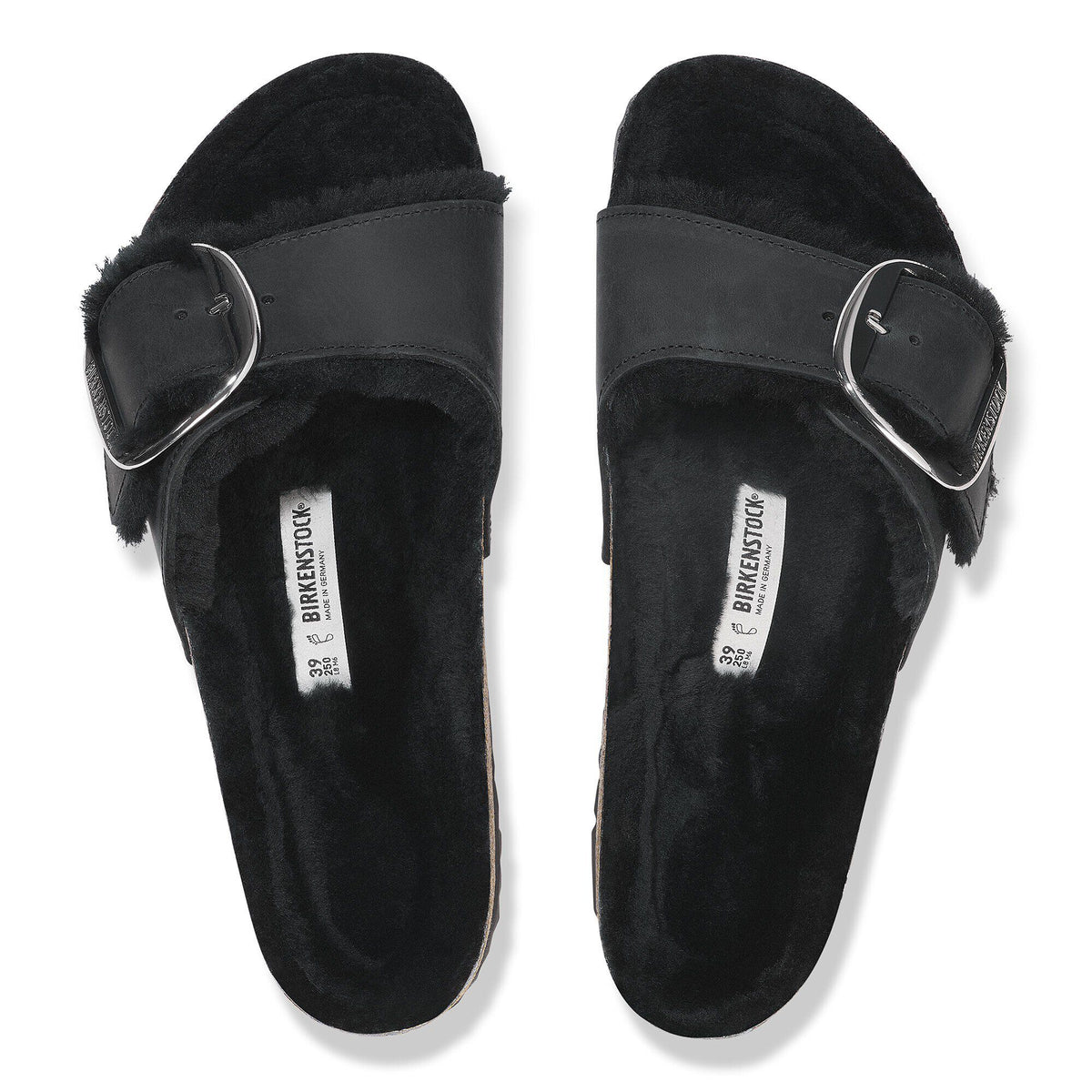 Madrid Big Buckle Shearling Oiled Leather in Color Black | Birkenstock
