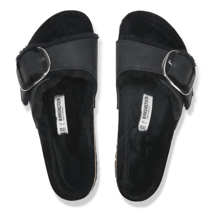 Madrid Big Buckle Shearling Oiled Leather in Color Black | Birkenstock