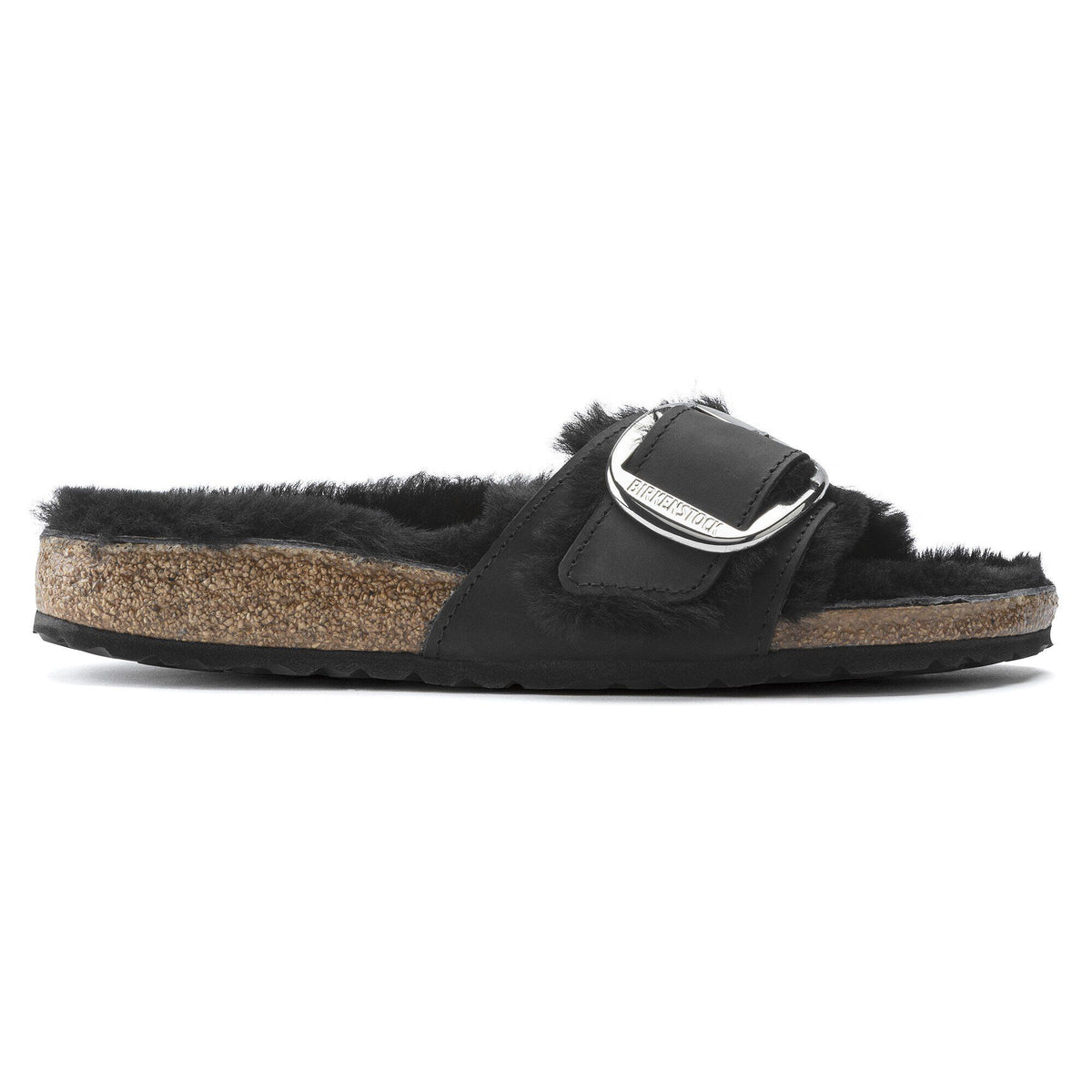 Madrid Big Buckle Shearling Oiled Leather in Color Black | Birkenstock