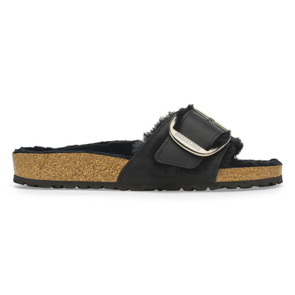 Madrid Big Buckle Shearling Oiled Leather in Color Black | Birkenstock