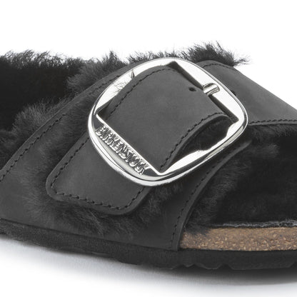 Madrid Big Buckle Shearling Oiled Leather in Color Black | Birkenstock
