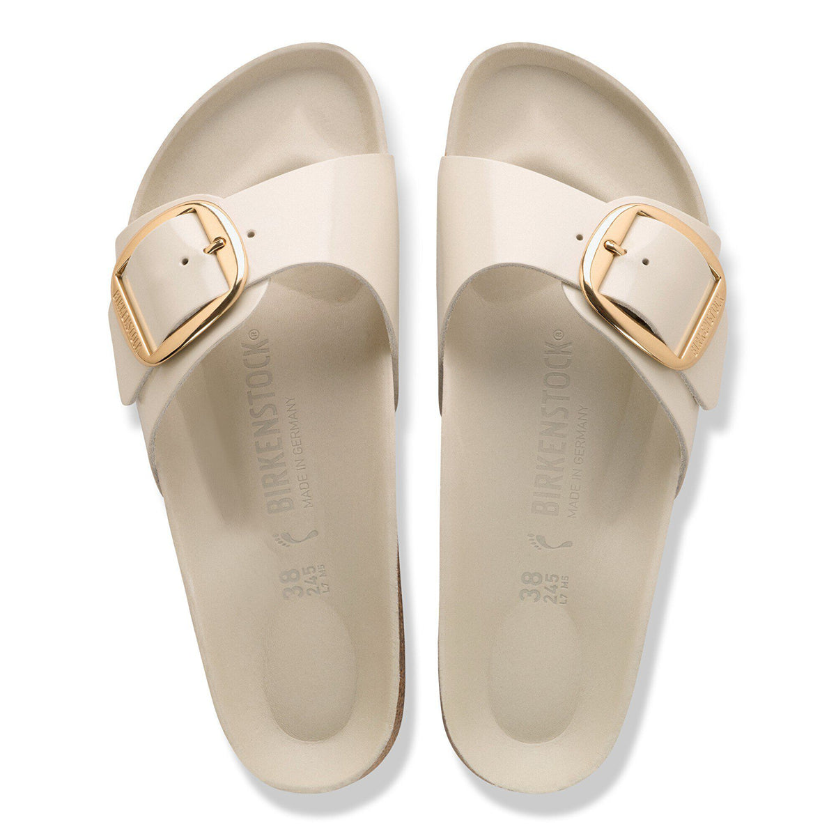 Madrid Big Buckle Natural Leather Patent in Color High-Shine Oyster | Birkenstock