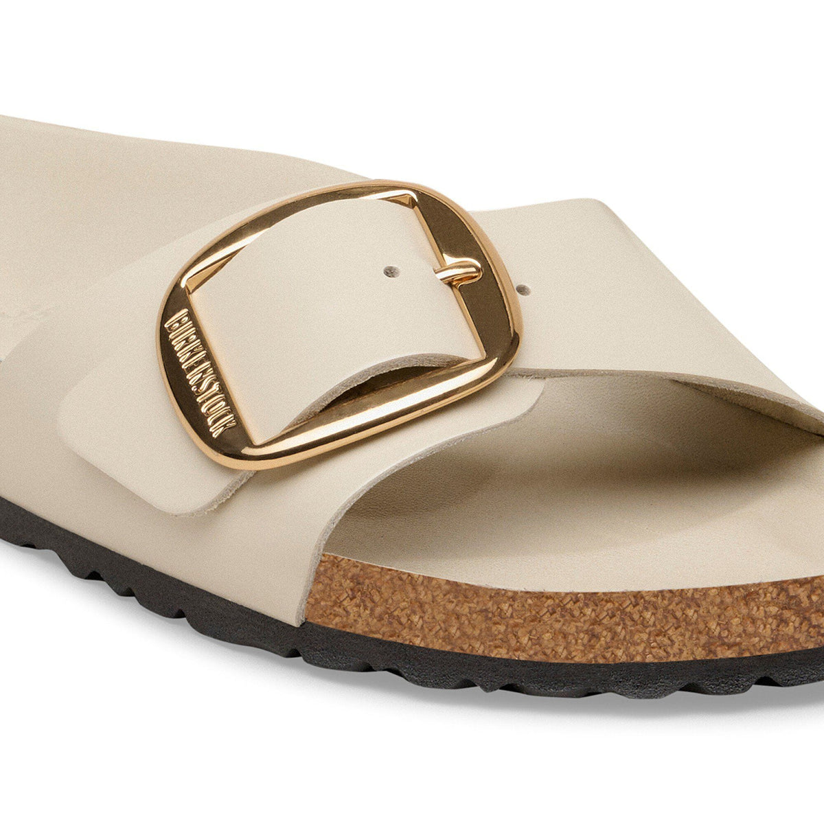 Madrid Big Buckle Natural Leather Patent in Color High-Shine Oyster | Birkenstock