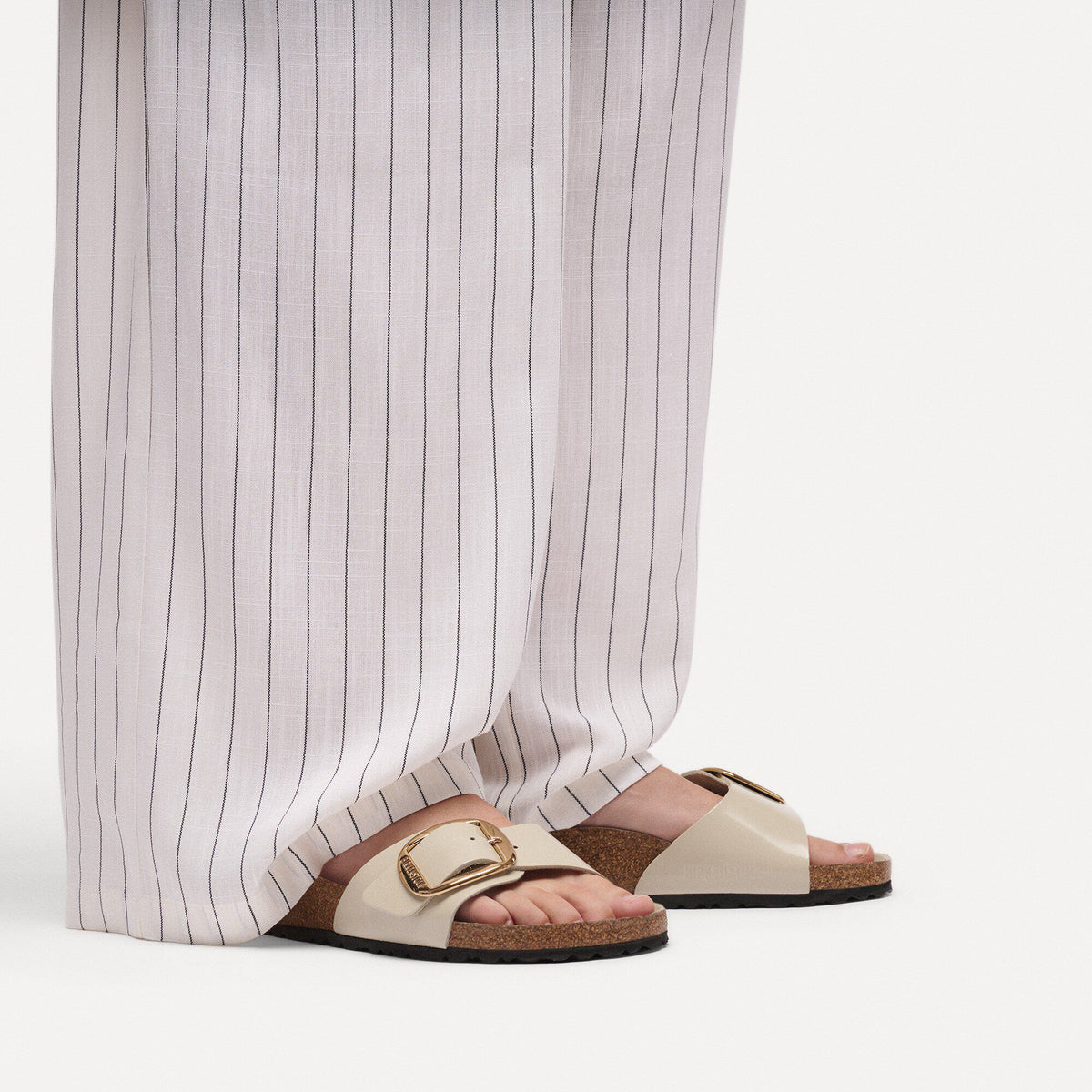 Madrid Big Buckle Natural Leather Patent in Color High-Shine Oyster | Birkenstock