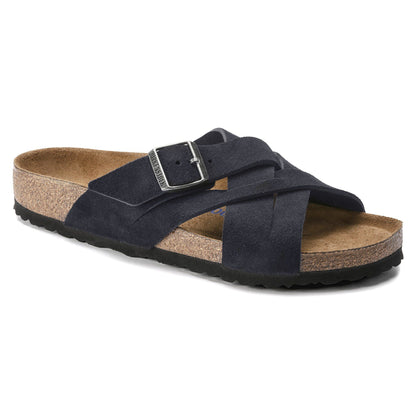 Lugano Soft Footbed Suede Leather in Color Midnight Blue | Birkenstock