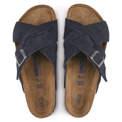 Lugano Soft Footbed Suede Leather in Color Midnight Blue | Birkenstock