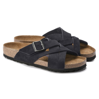 Lugano Soft Footbed Suede Leather in Color Midnight Blue | Birkenstock
