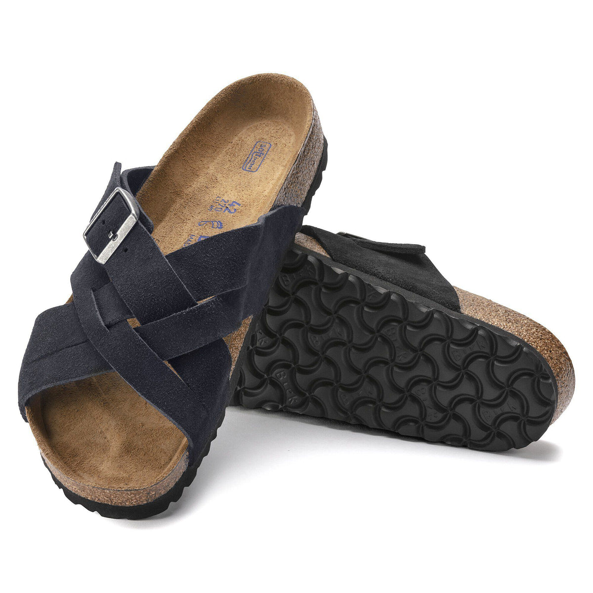 Lugano Soft Footbed Suede Leather in Color Midnight Blue | Birkenstock