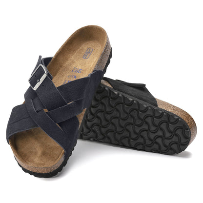 Lugano Soft Footbed Suede Leather in Color Midnight Blue | Birkenstock