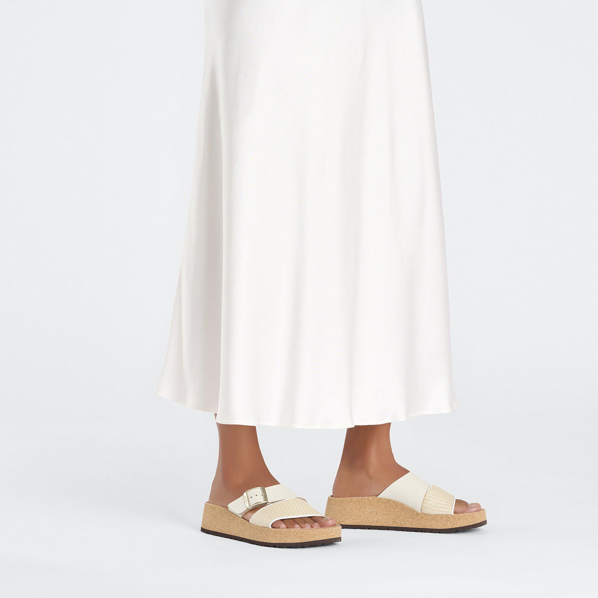 Almina Natural Leather-Synthetics in Color Natural/White | Birkenstock