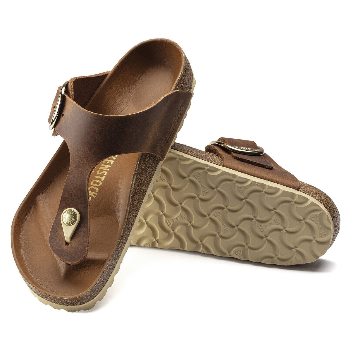 Gizeh Big Buckle Oiled Leather in Color Cognac | Birkenstock