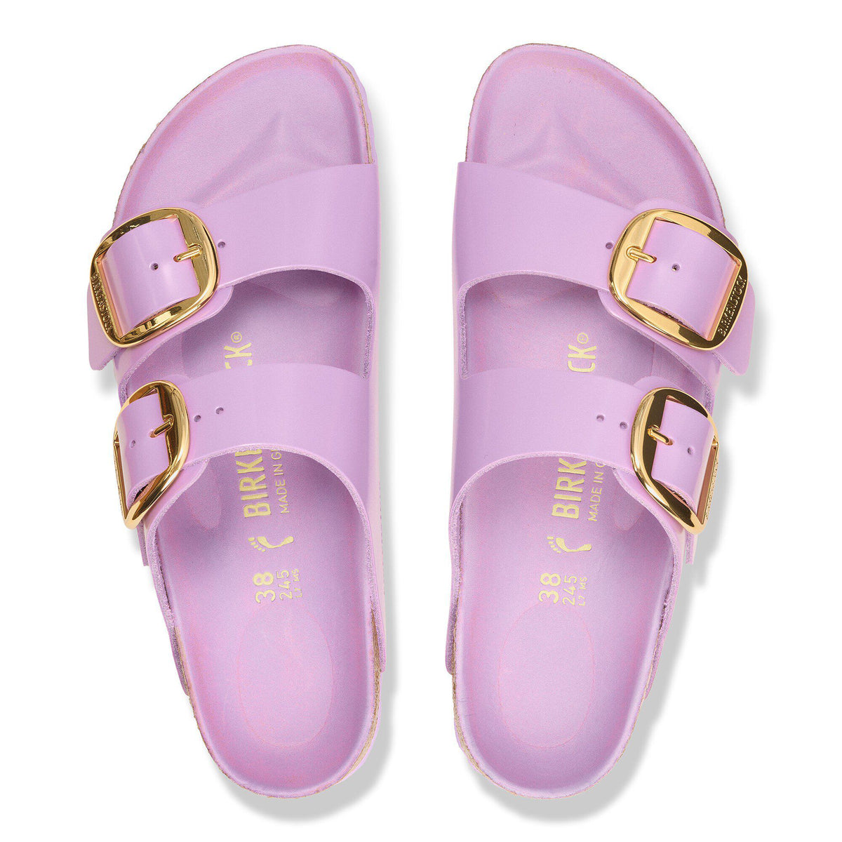 Arizona Big Buckle Natural Leather Patent in Color High Shine Crocus | Birkenstock