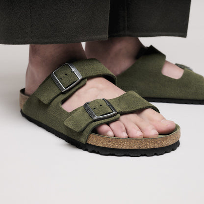 Arizona Soft Footbed Suede Leather in Color Thyme Tonal | Birkenstock