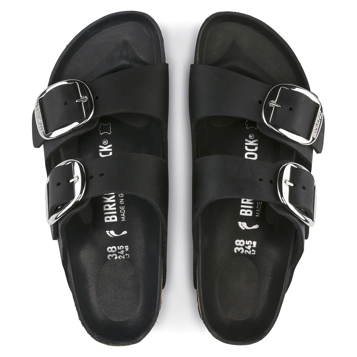 Arizona Big Buckle Oiled Leather in Color Black | Birkenstock