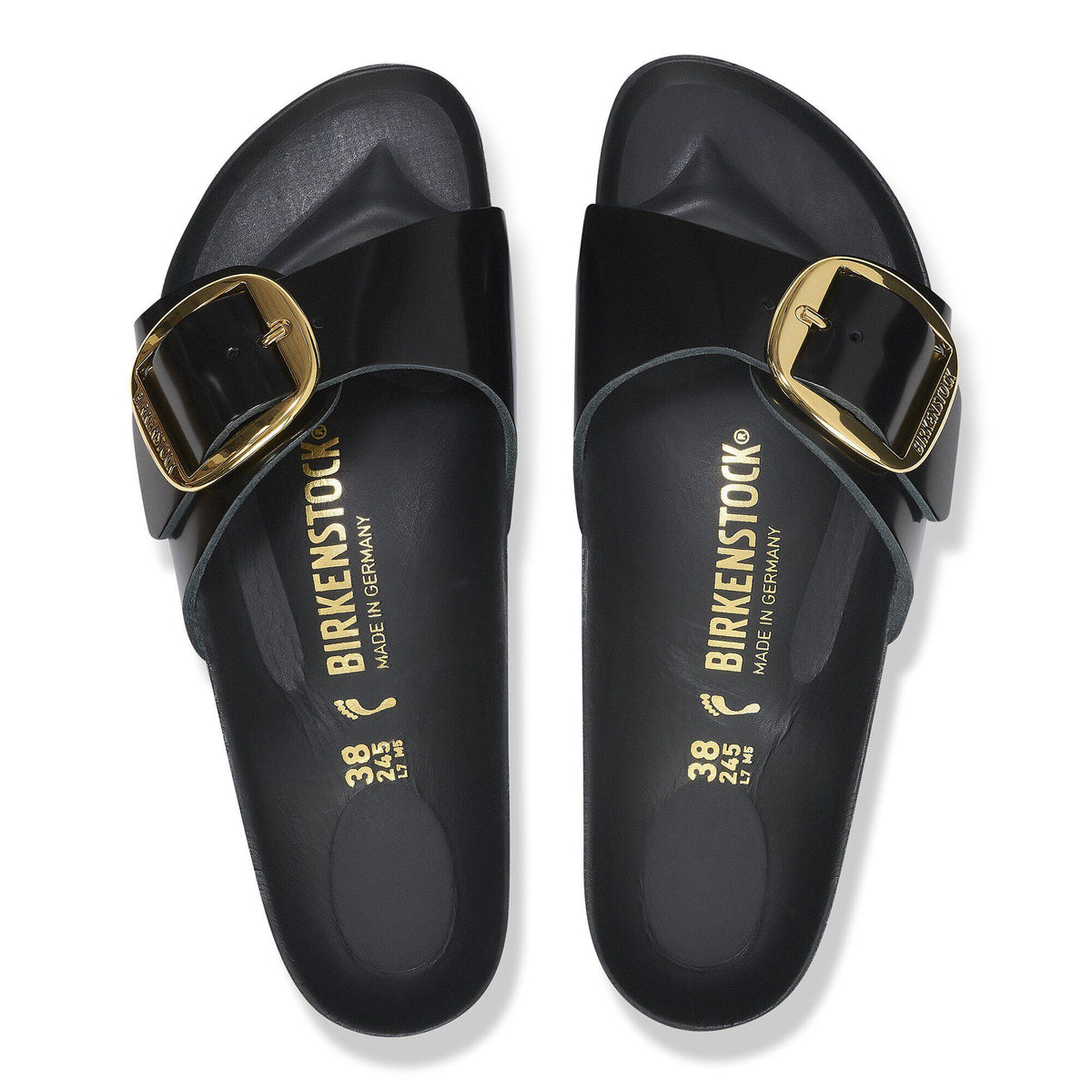 Madrid Big Buckle Natural Leather Patent in Color High Shine Black | Birkenstock