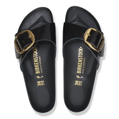 Madrid Big Buckle Natural Leather Patent in Color High Shine Black | Birkenstock