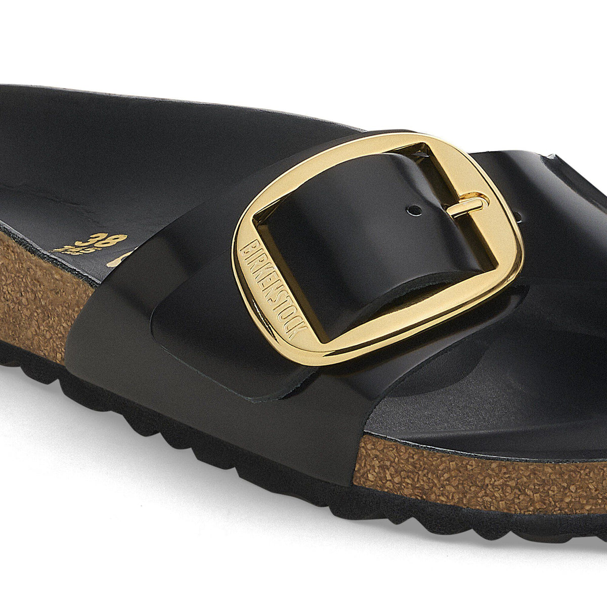 Madrid Big Buckle Natural Leather Patent in Color High Shine Black | Birkenstock