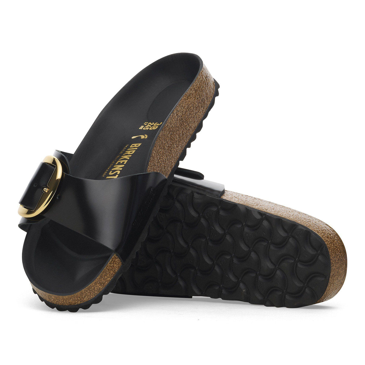 Madrid Big Buckle Natural Leather Patent in Color High Shine Black | Birkenstock