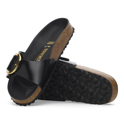 Madrid Big Buckle Natural Leather Patent in Color High Shine Black | Birkenstock