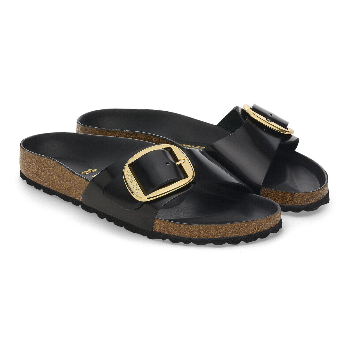 Madrid Big Buckle Natural Leather Patent in Color High Shine Black | Birkenstock