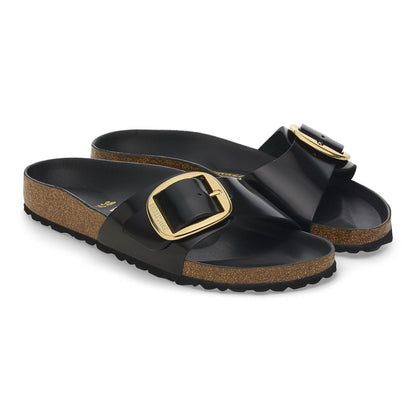 Madrid Big Buckle Natural Leather Patent in Color High Shine Black | Birkenstock