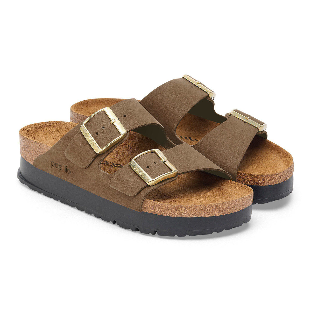 Arizona Flex Platform Nubuck Leather in Color Dark Tea | Birkenstock