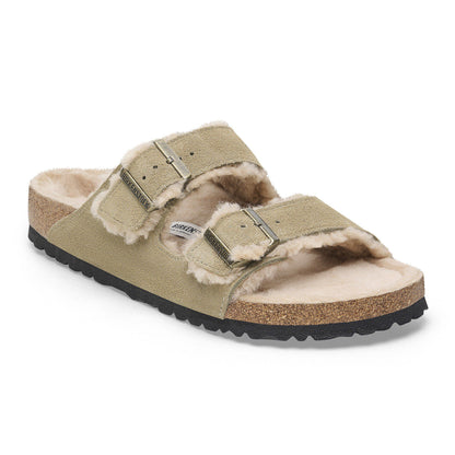 Arizona Shearling Suede Leather in Color Taupe | Birkenstock