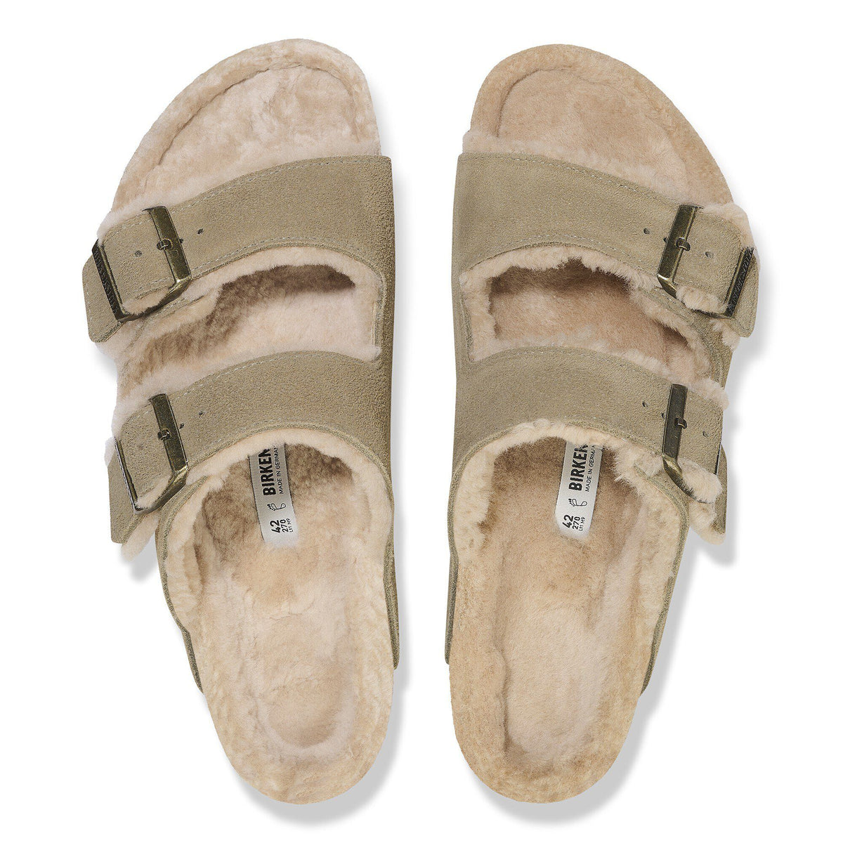 Arizona Shearling Suede Leather in Color Taupe | Birkenstock